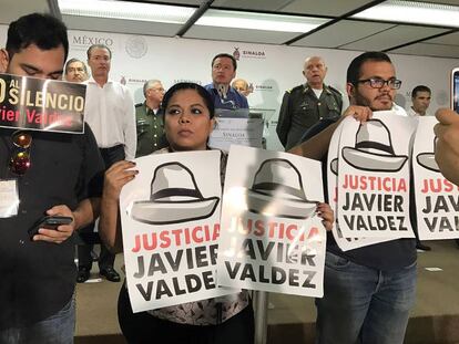 Periodistas en Sinaloa protestan por el asesinato de Javier Valdez.