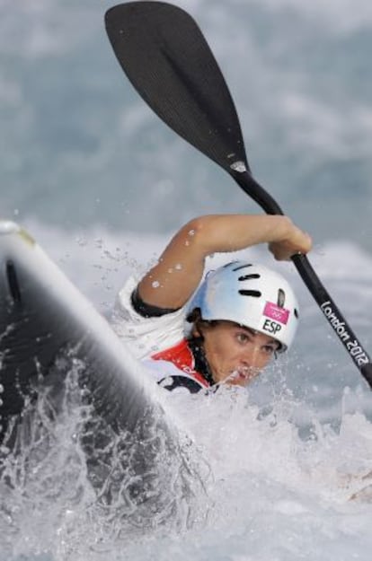 Maialen Chourraut, ayer durante la bajada final de aguas bravas en el Canal de Lee Valley.