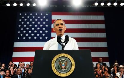 El presidente Obama durante su discurso en San Francisco. 