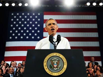 El presidente Obama durante su discurso en San Francisco. 