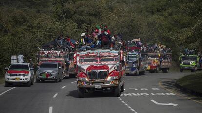 Una caravana indígena que recorre Colombia, en imágenes