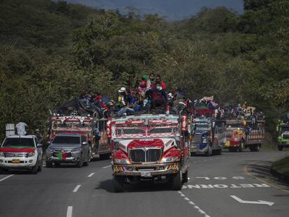 Una caravana indígena que recorre Colombia, en imágenes