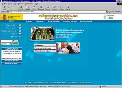 Aspecto de la página inicial del llamado portal del ciudadano, en www.administracion.es.