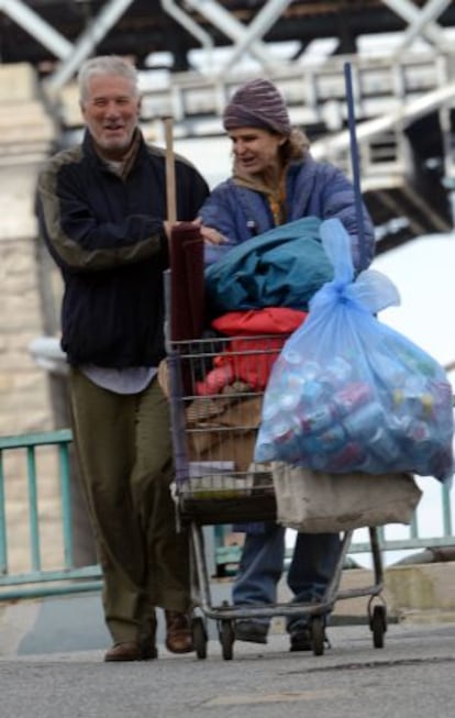 Richard Gere y Kyra Sedgwick durante el rodaje de "Time Out of Mind".
