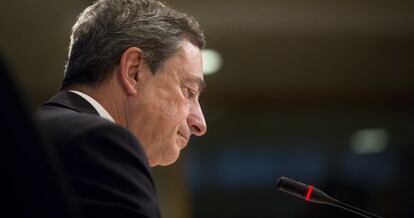 Mario Draghi, presidente del BCE, en Washington.