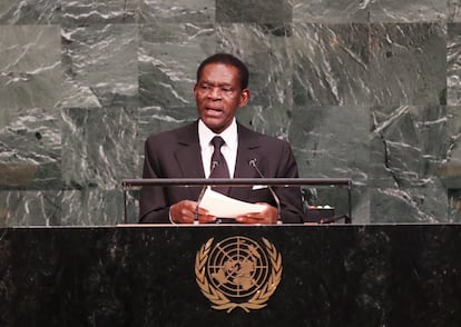 Teodoro Obiang Nguema Mbasogo, presidente de Guinea Ecuatorial, durante una intervención en Naciones Unidas.