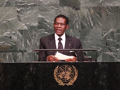 Teodoro Obiang Nguema Mbasogo, presidente de Guinea Ecuatorial, durante una intervención en Naciones Unidas.