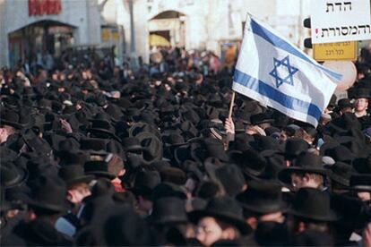 Manifestación de judíos ultraortodoxos en Jerusalén en 1999.