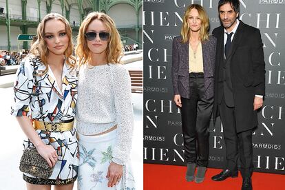 Con su hija, Lily-Rose Depp, en el desfile de la colección crucero 2020 de Chanel, y junto a su esposo desde 2018, el escritor y director Samuel Benchetrit.