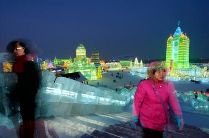 El espectáculo de la ciudad de hielo de Harbin (China) peligra por culpa del cambio climático.