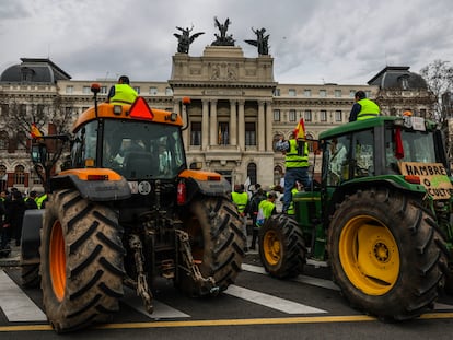 Protesta de agricultores en febrero en Madrid.