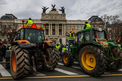 Protesta de agricultores en febrero en Madrid.