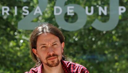 Pablo Iglesias, durante la presentación de la campaña electoral de Podemos, este 2 de junio.