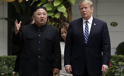 Donald Trump y Kim Jong durante su primer encuentro en Hanoi, Vietnam, en febrero pasado.