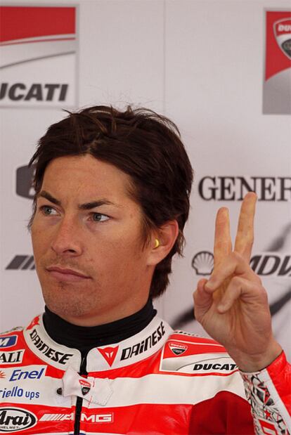 El piloto estadounidense de MotoGP, Nicky Hayden (Ducati), en Silverstone.