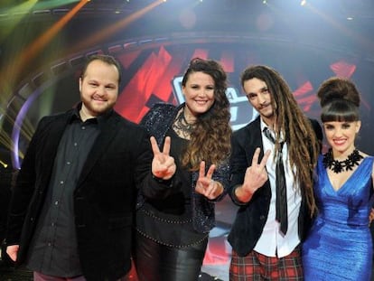 David Barrull, Estela Amaya, Jaume Mas y Dina Arriaza tratar&aacute;n de ganarse hoy a la audiencia en &#039;La voz&#039;.