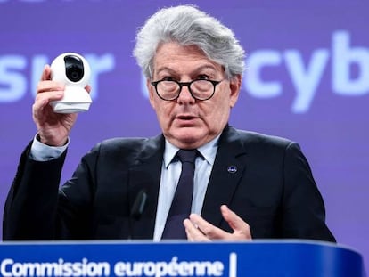 El Comisario de Mercado Interior, Thierry Breton, durante una rueda de prensa en Bruselas.