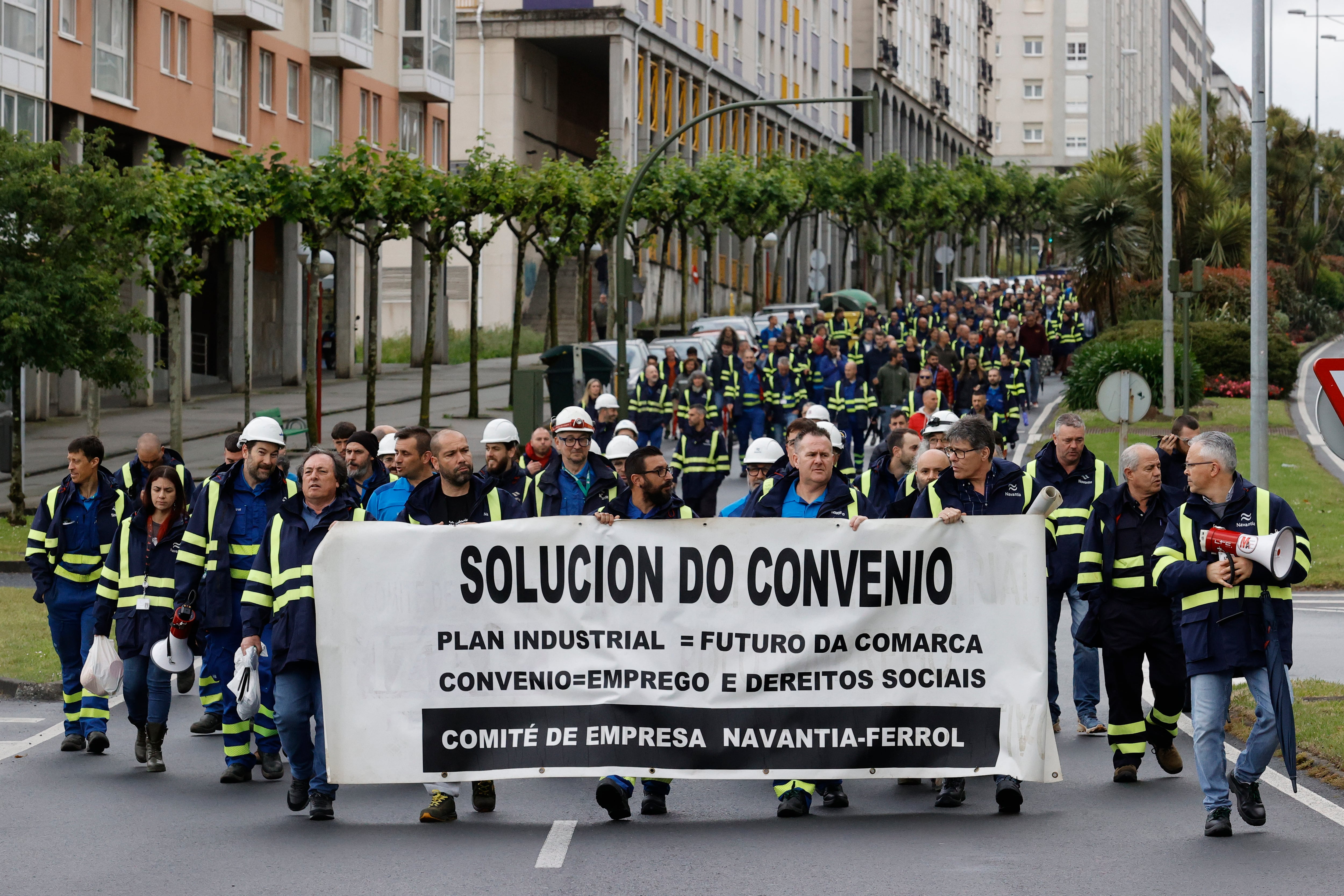 La plantilla de Navantia en Ferrol se manifiesta por las calles de la ciudad, el pasado mes de mayo.