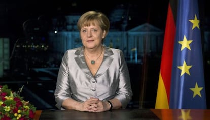 Angela Merkel durante su discurso de Año Nuevo.