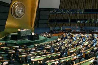 La Asamblea General de las Naciones Unidas, reunida para discutir la reforma del Consejo de Seguridad.