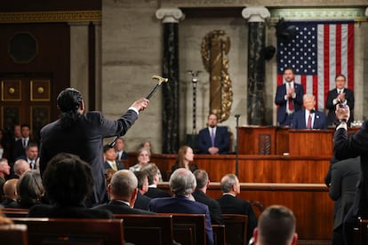 Protestas, carteles y camisetas en el Congreso contra el divisivo discurso de Trump