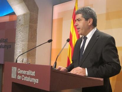 Francesc Homs, portavoz del Gobierno catalán, en un momento de la rueda de prensa.