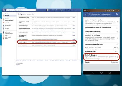 Para nombra a un heredero hay que empezar por entrar en la Configuración de nuestra cuenta y después en la sección de seguridad, ya sea desde el móvil o el ordenador. Ahí encontraremos la nueva opción que se encuentra justo encima de la de eliminarla cuenta.