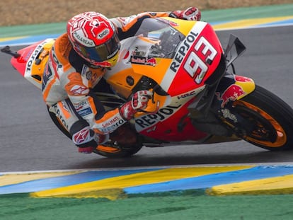 El piloto de Repsol Honda Marc Márquez durante la clasificación del GP de Francia 2019.