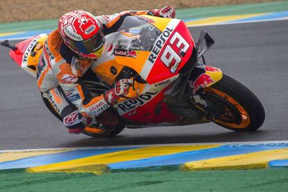 El piloto de Repsol Honda Marc Márquez durante la clasificación del GP de Francia 2019.