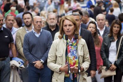 La presidenta del PP vasco, Arantza Quiroga, en la localidad alavesa de Villanueva.