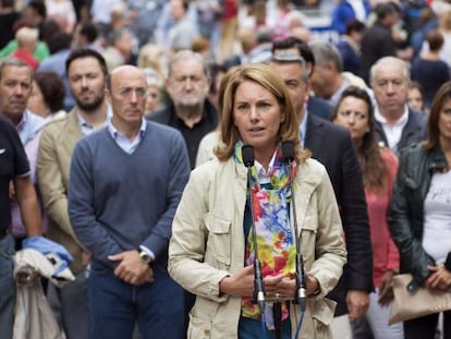 La presidenta del PP vasco, Arantza Quiroga, en la localidad alavesa de Villanueva.