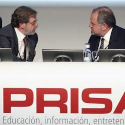 Juan Luis Cebrián e Ignacio Polanco, en la Junta del Grupo Prisa