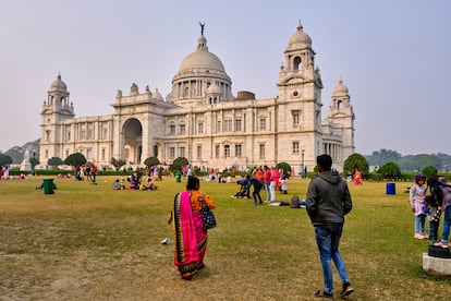 El Victoria Memorial, en el barrio de Chowringhee, en la ciudad de Calcuta (India).