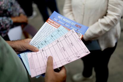 Papeletas, este jueves, durante las elecciones celebradas para escoger al ministro principal de Gibraltar.