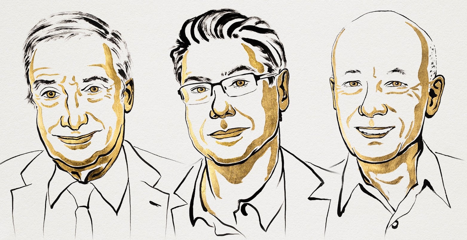 Joel Mokyr, Philippe Aghion y Peter Howitt, premiados con el Nobel de Economía de 2025.