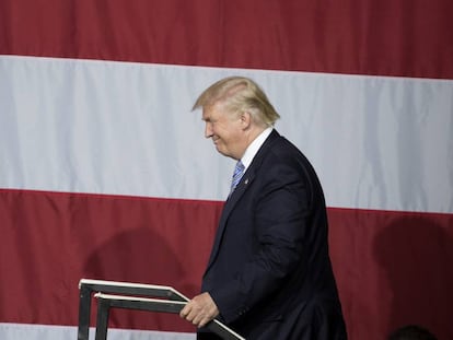 Republican candidate Donald Trump at a campaign event in Indiana.