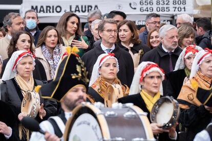 El presidente de la Xunta, Alberto Núñez Feijóo, durante la LIV edición de la Feria del Cocido de Lalín, donde pronunció el pregón.