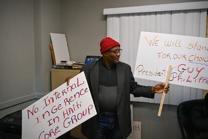 Michelet Delcine community leader at his money transfer office in Springfield, Ohio.