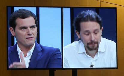 Albert Rivera y Pablo Iglesias debaten sobre la financiación de Unidos Podemos.
