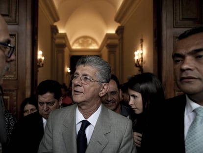 Henry Ramos Allup, presidente da Assembleia Nacional da Venezuela, nesta ter&ccedil;a.