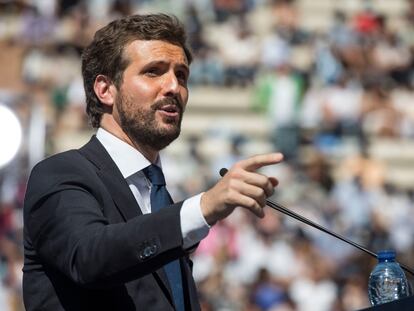 Pablo Casado en el acto de clausura de la convención del PP, en Valencia, este domingo.