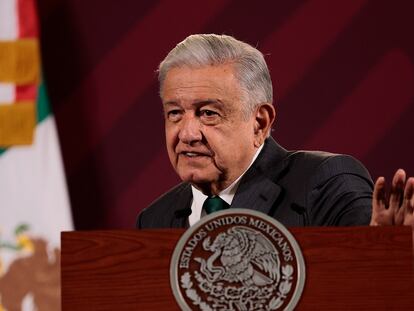 Andrés Manuel López Obrador, durante su conferencia matutina de este lunes, en Ciudad de México.