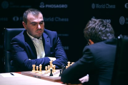 Shajriyar Mamediárov, hoy durante su partida frente a Levón Aronián