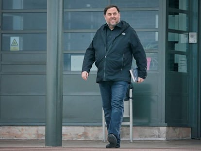 El exvicepresidente catalán Oriol Junqueras sale de prisión en una imagen del 3 de marzo de 2020.