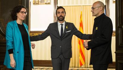 Marta Rovira, Roger Torrent i Raül Romeva.