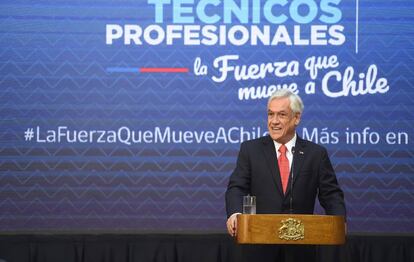Sebastián Piñera, este lunes en el Palacio de La Moneda.