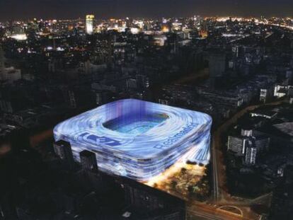 Recreaci&oacute;n elaborada por el Real Madrid de la imagen del futuro estadio. 