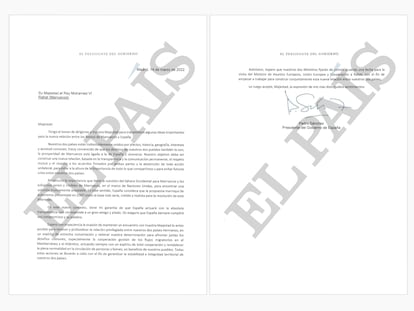 Carta firmada por Pedro Sánchez dirigida al rey Mohamed VI. 23//03/2022