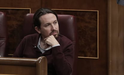 Pablo Iglesias durante la sesión constitutiva del Congreso el pasado martes.