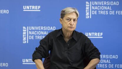 Judith Butler en abril en el campus de la Untref, a las afueras de Buenos Aires.